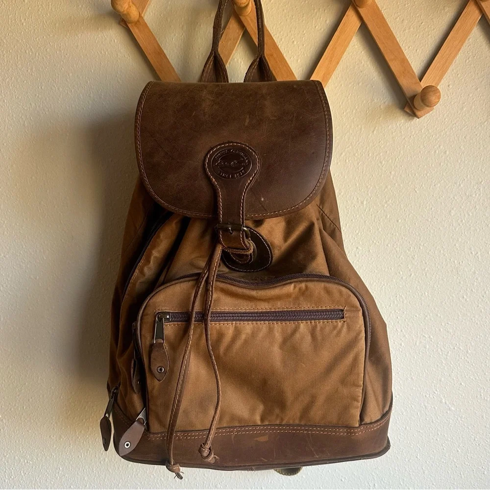 Vintage Eddie Bauer | Leather & Canvas Backpack - Picture 1 of 9